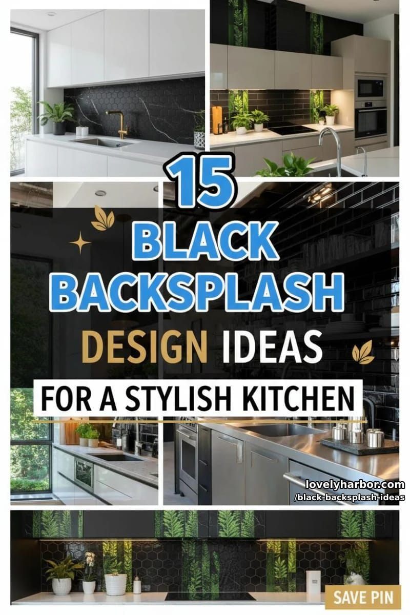 15 Black Backsplash Design Ideas for a Stylish Kitchen 44 black backsplash ideas - Collage 43