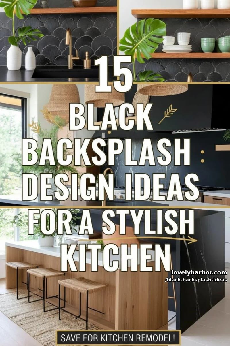 15 Black Backsplash Design Ideas for a Stylish Kitchen 45 black backsplash ideas - Collage 44