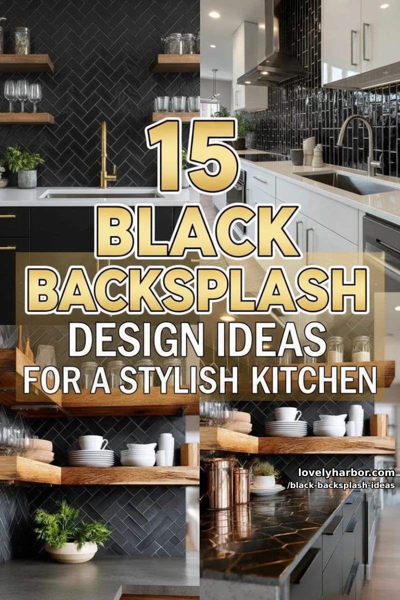 15 Black Backsplash Design Ideas for a Stylish Kitchen 48 black backsplash ideas - Collage 47