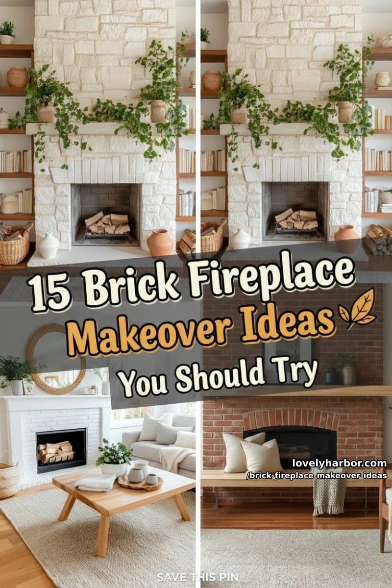 15 Brick Fireplace Makeover Ideas To Inspire 49 brick fireplace makeover ideas - Collage 48