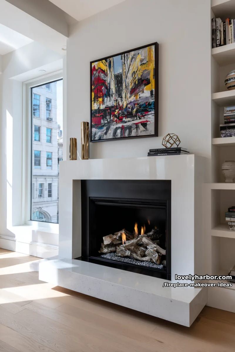 15 ideias inovadoras para reforma de lareira para uma sala de estar elegante 37 combine inserções de moldura preta com arte ousada para criar pontos focais de lareira impressionantes. 1