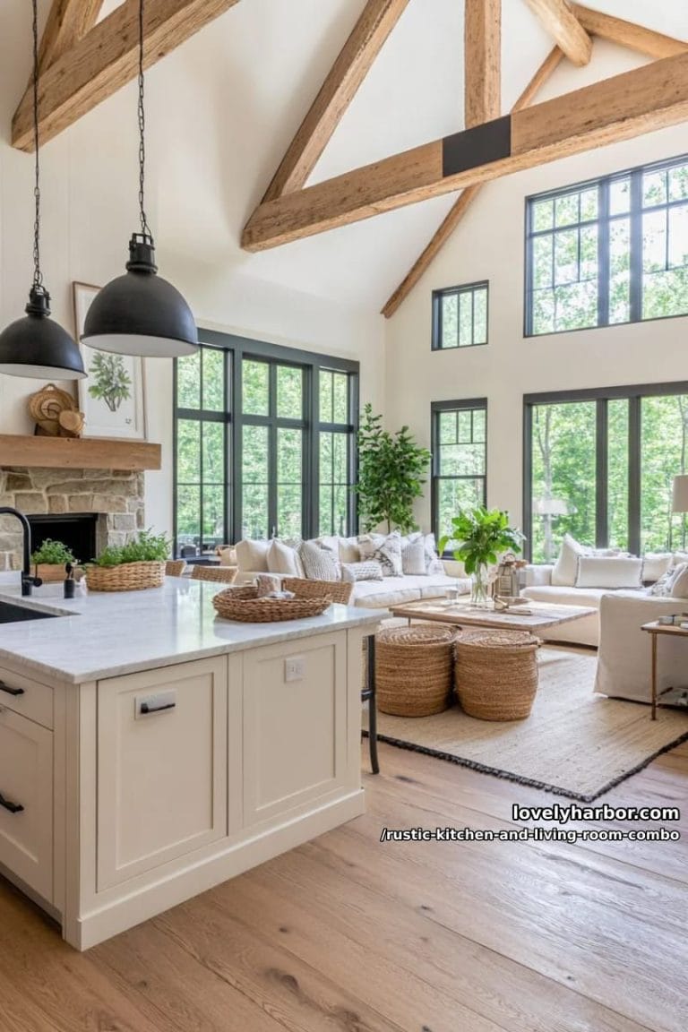 15 Rustic Kitchen And Living Room Combos For Modern Homes - Lovely Harbor