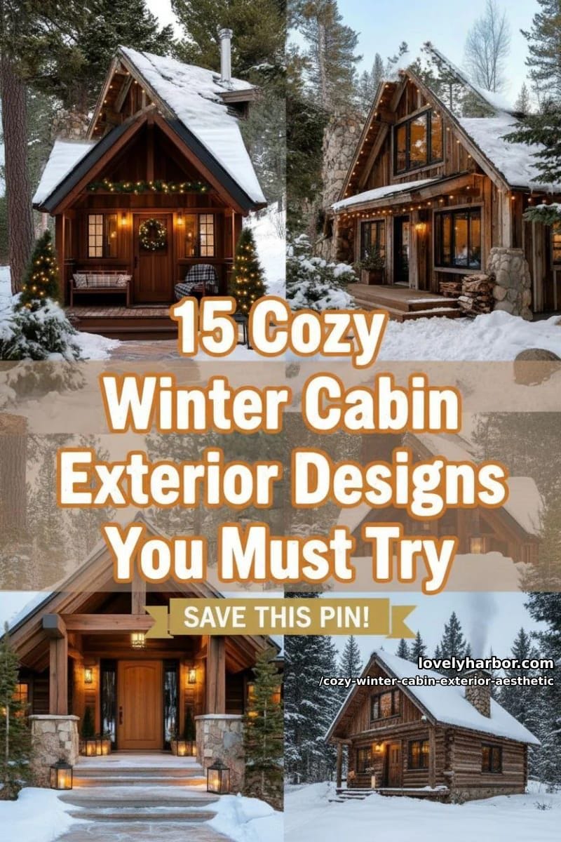 15 Aesthetic Ways to Give Winter Cabin Exteriors a Cozy Vibe 36 cozy winter cabin exterior aesthetic - Collage 35