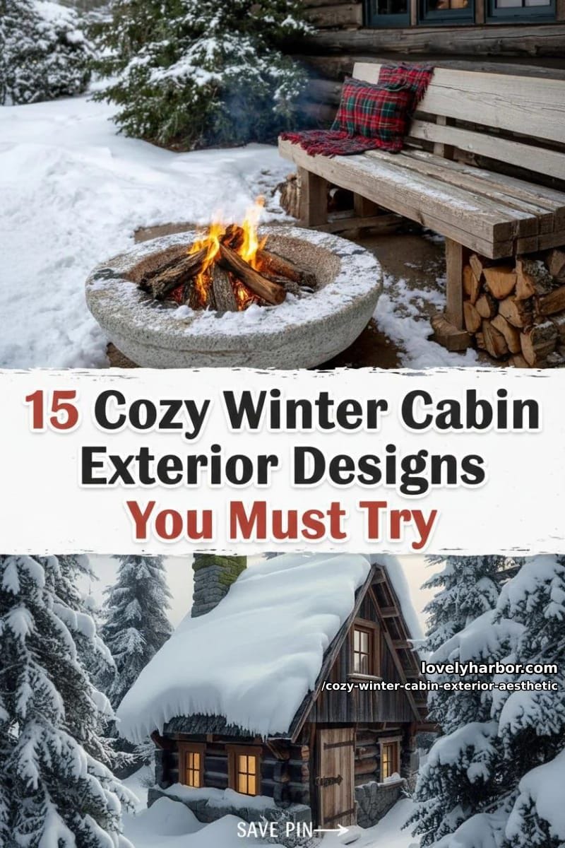 15 Aesthetic Ways to Give Winter Cabin Exteriors a Cozy Vibe 38 cozy winter cabin exterior aesthetic - Collage 37