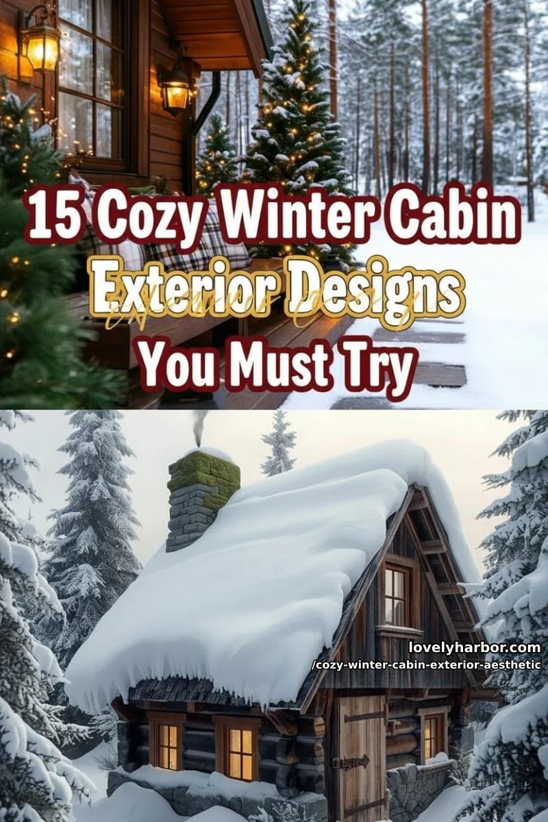 15 Aesthetic Ways to Give Winter Cabin Exteriors a Cozy Vibe 39 cozy winter cabin exterior aesthetic - Collage 38