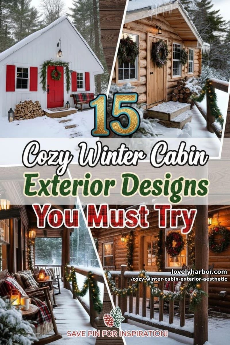 15 Aesthetic Ways to Give Winter Cabin Exteriors a Cozy Vibe 42 cozy winter cabin exterior aesthetic - Collage 41