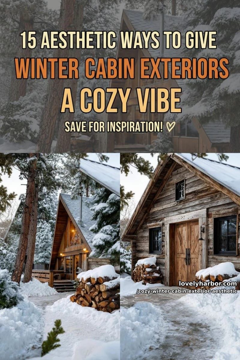 15 Aesthetic Ways to Give Winter Cabin Exteriors a Cozy Vibe 43 cozy winter cabin exterior aesthetic - Collage 42