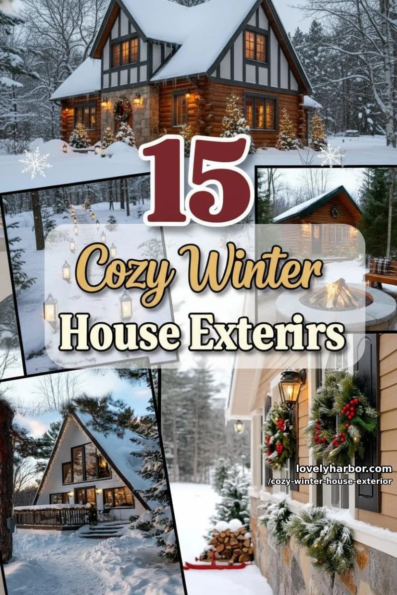 15 Cozy Winter House Exteriors for a Magical Season 33 cozy winter house exterior - Collage 32