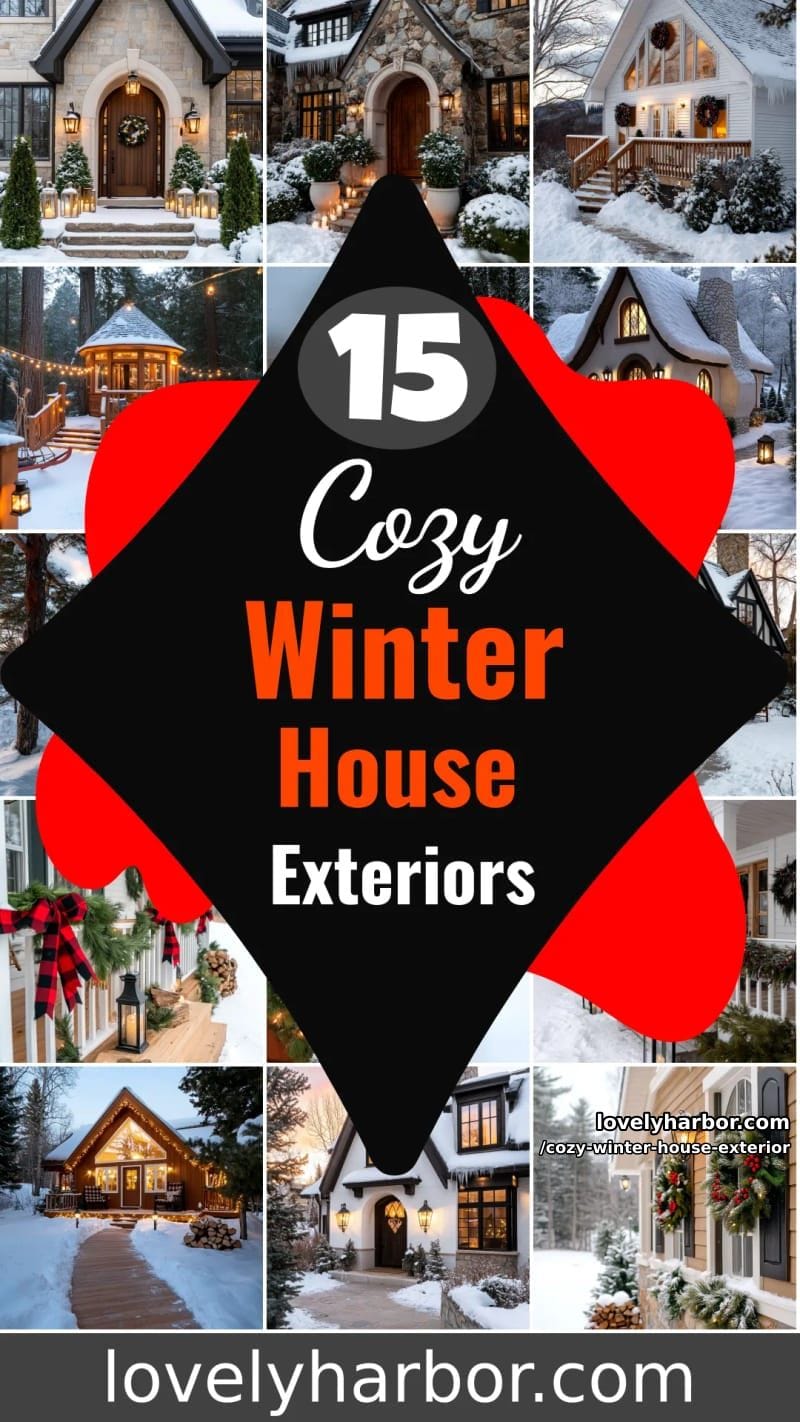 15 Cozy Winter House Exteriors for a Magical Season 44 cozy winter house exterior - Collage 43
