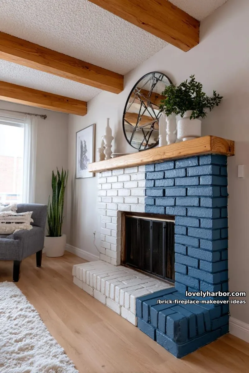 create a two-tone effect by painting the upper brick a bold color. 1