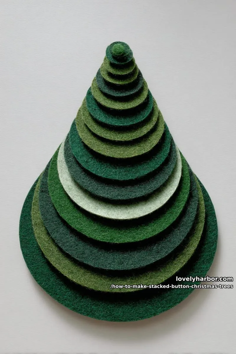 How to Make Stacked Button Christmas Trees for the Holidays 15 cut and stiffen the discs 1
