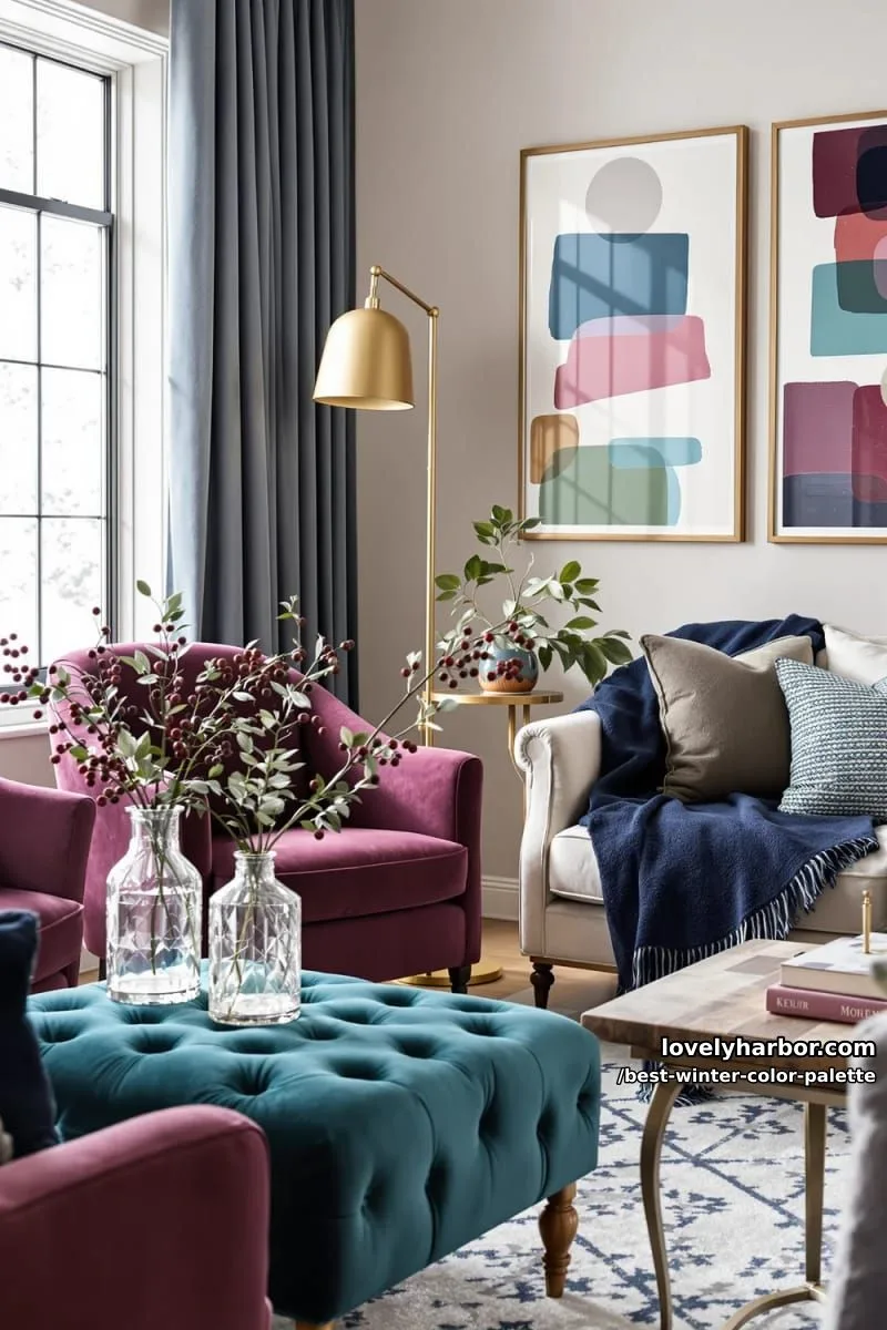 deep winter berry, bold teal, and classic midnight navy color fusion 1