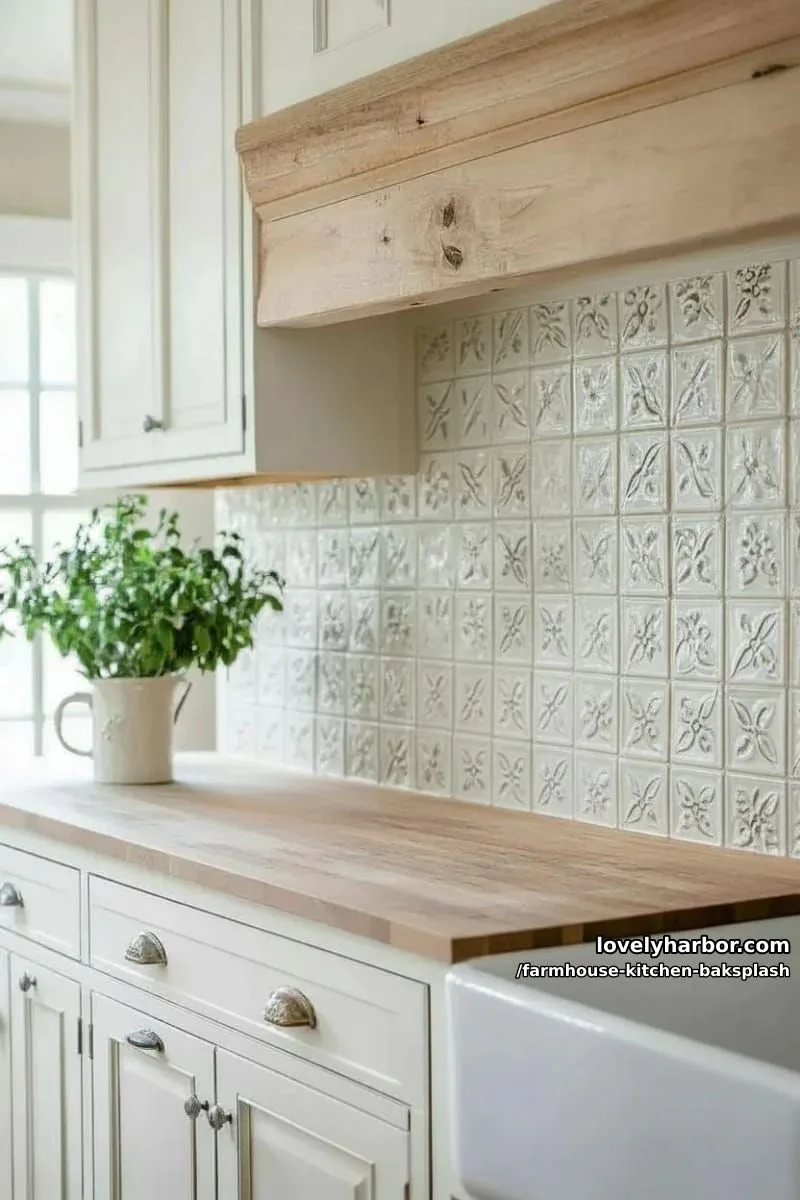 delicate hand-embossed tiles in subtle patterns for an artistic farmhouse touch 1