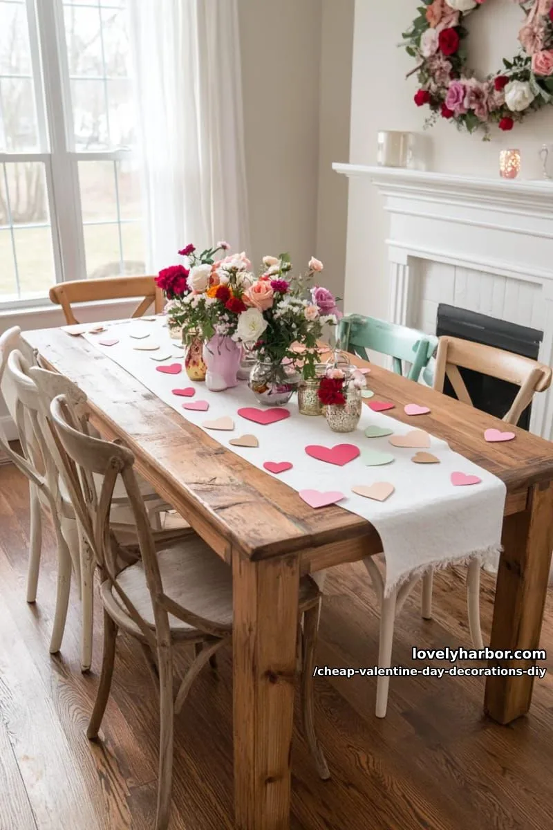 diy heart confetti table scatter made from leftover wrapping paper 1