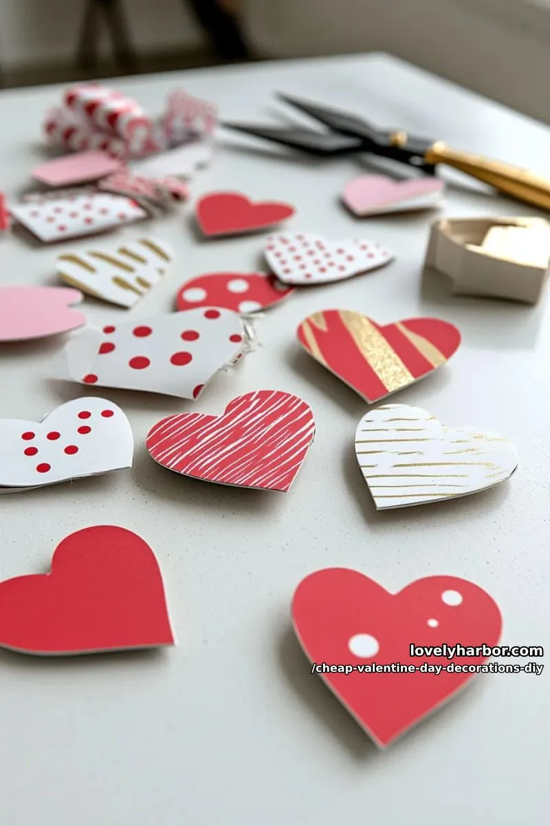 diy heart confetti table scatter made from leftover wrapping paper 1