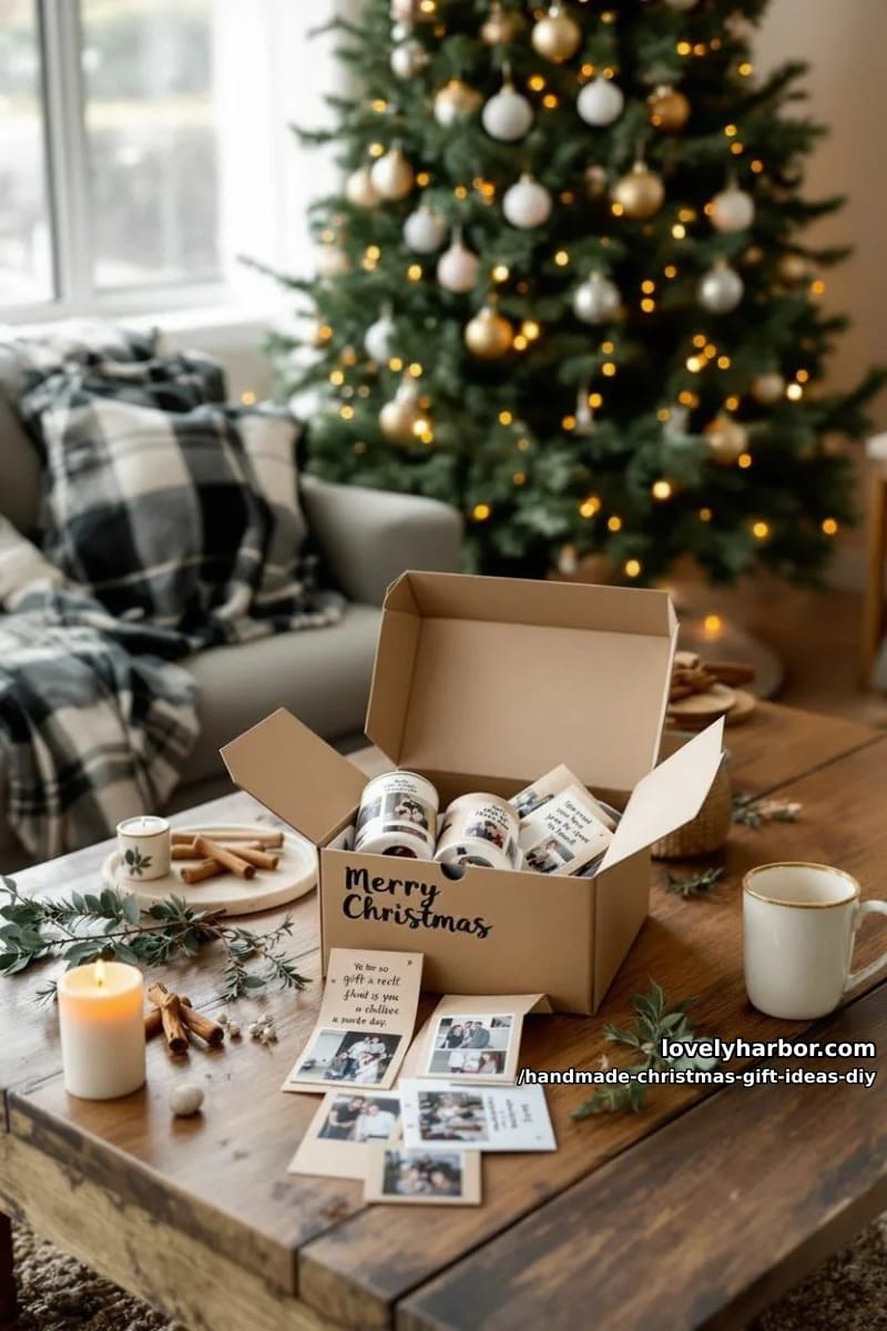 diy photo reel gift box with favorite memories and holiday quotes 1