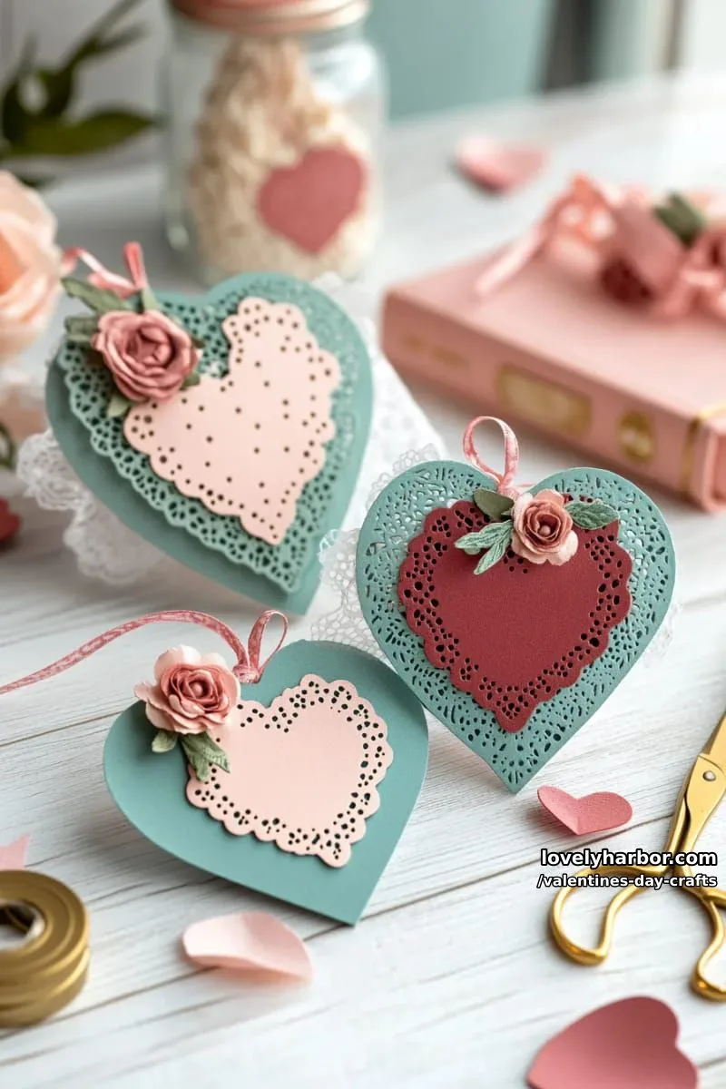 21 Unique Valentine’s Day Crafts to Warm Your Heart 76 double-layered heart bookmarks with cut-out patterned designs 1