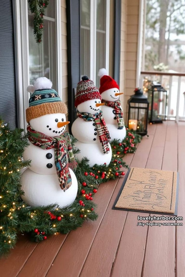 How To Make Adorable DIY Topiary Snowmen For Your Winter Porch - Lovely ...