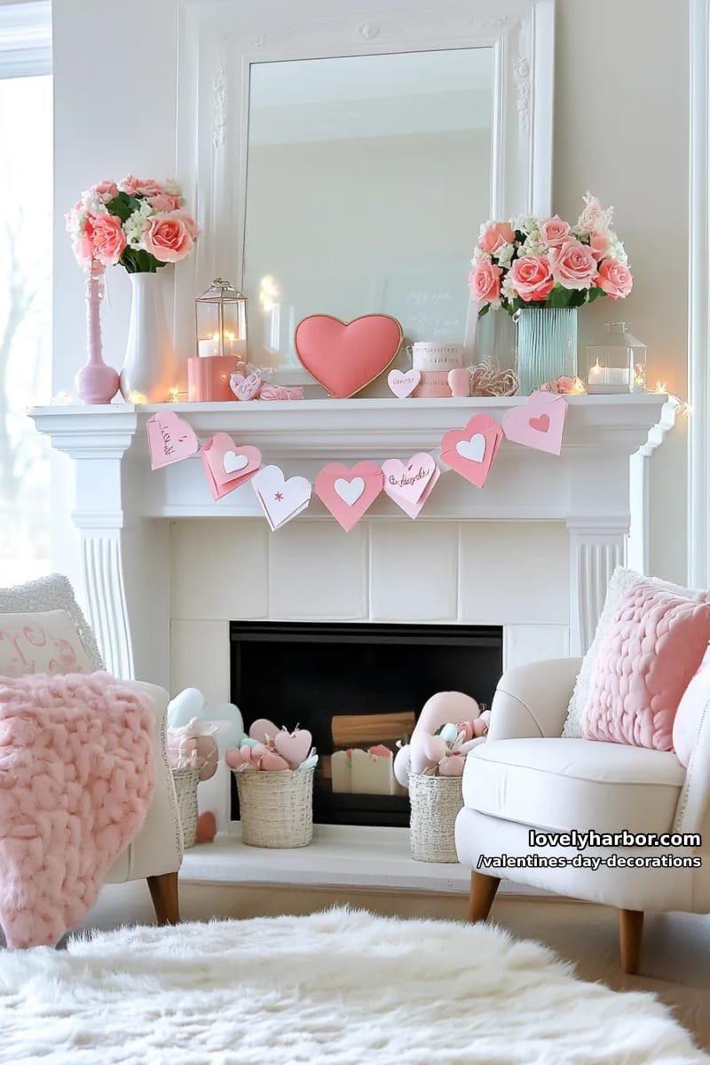 envelope garland with secret love notes across mantle 1