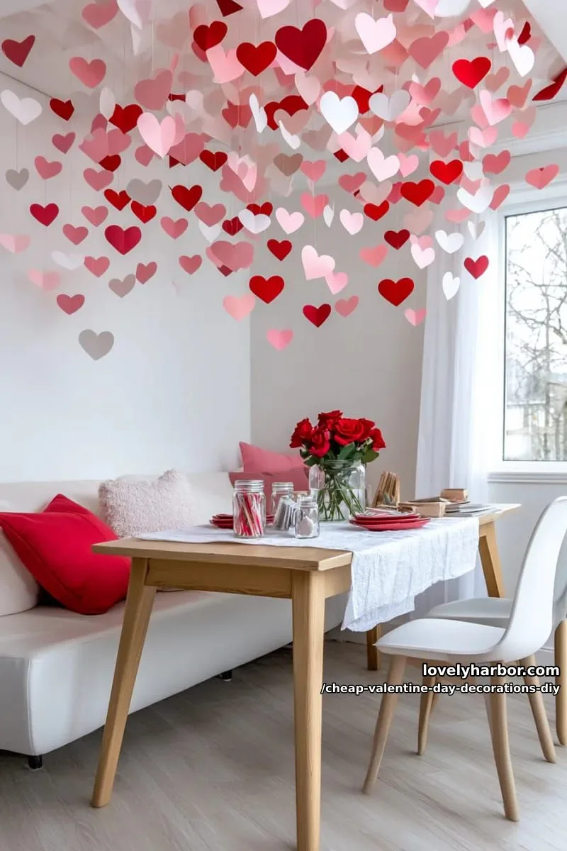 floating heart ceiling decorations with fishing line and construction paper 1