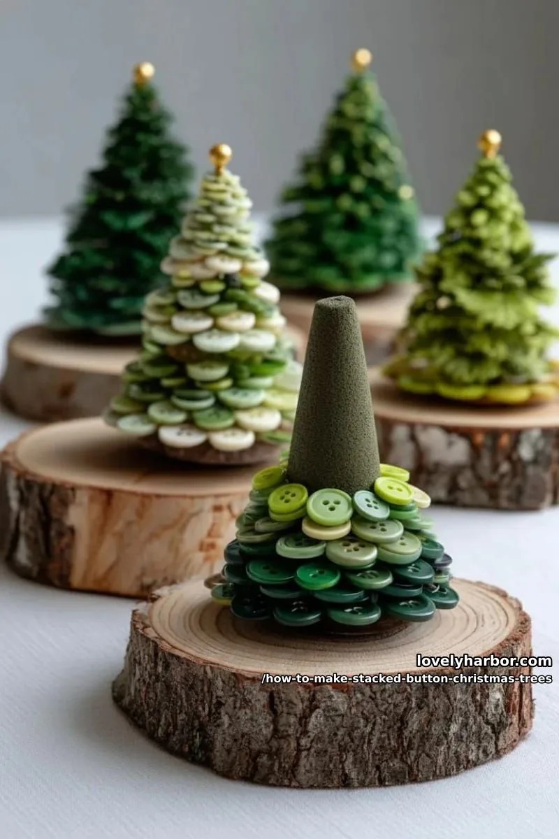 How to Make Stacked Button Christmas Trees for the Holidays 6 glue and place the buttons 1