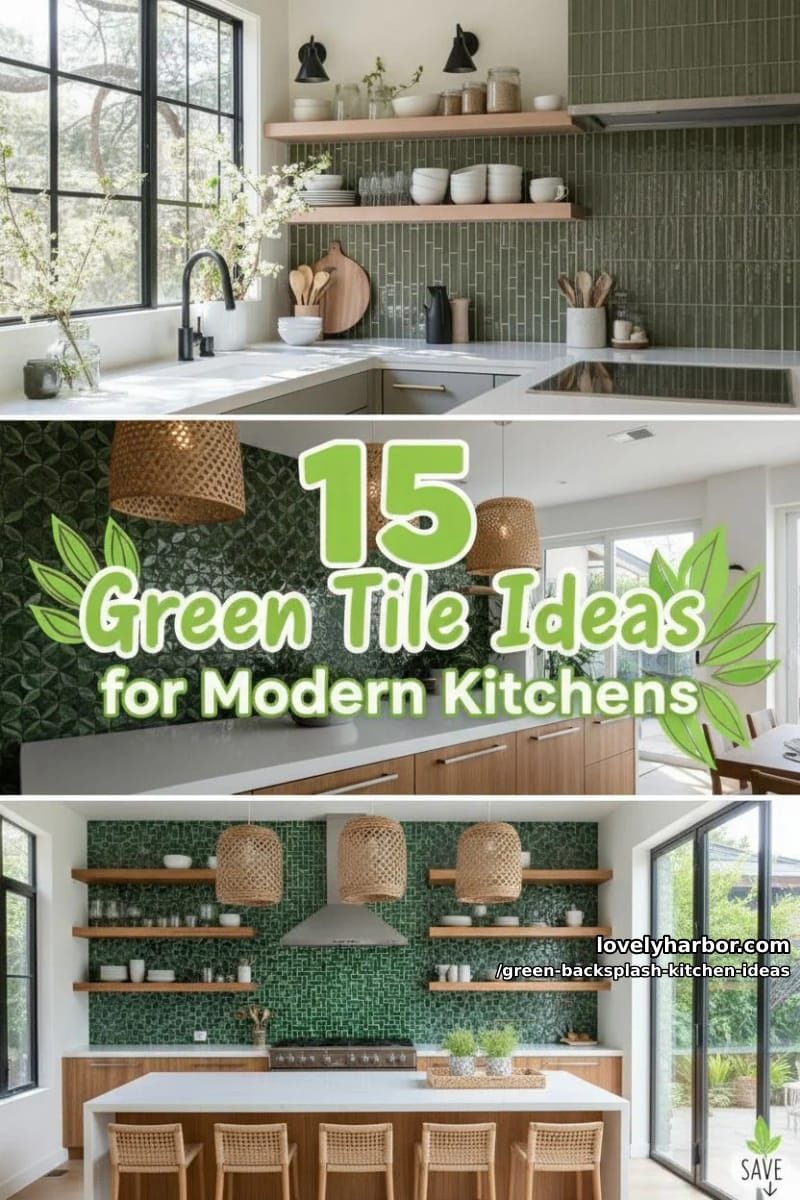 15 Green Backsplash Ideas for Modern Kitchens 43 green backsplash kitchen ideas - Collage 42