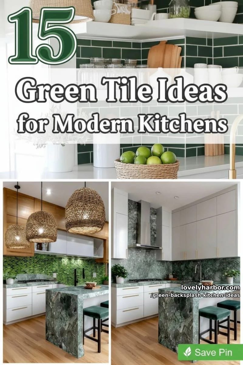 15 Green Backsplash Ideas for Modern Kitchens 48 green backsplash kitchen ideas - Collage 47