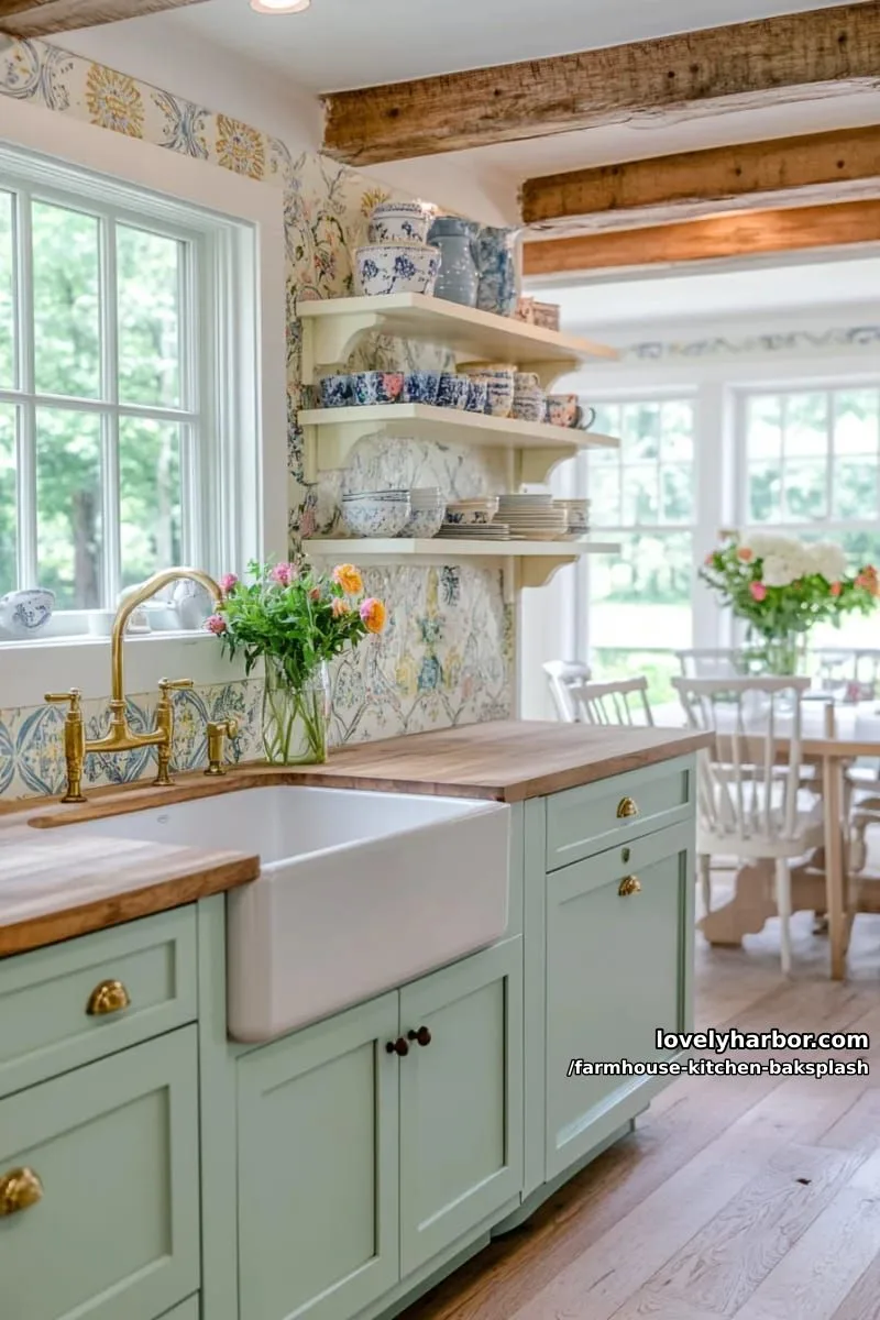 hand-painted ceramic tiles with floral motifs for a vintage farmhouse flair 1