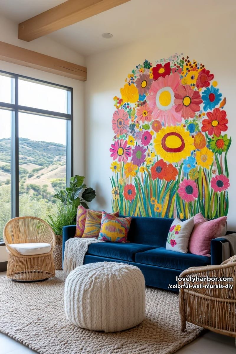 hand-painted wildflower explosion with colorful daisies and poppies 1