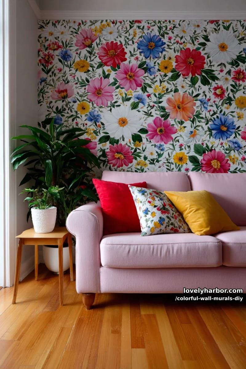 hand-painted wildflower explosion with colorful daisies and poppies 1