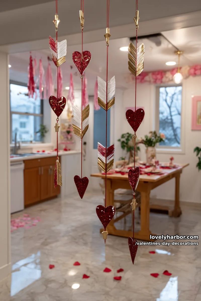 hanging cupid arrows suspended from the ceiling 1