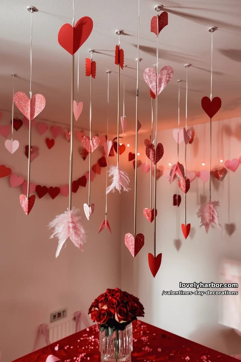 hanging cupid arrows suspended from the ceiling 1