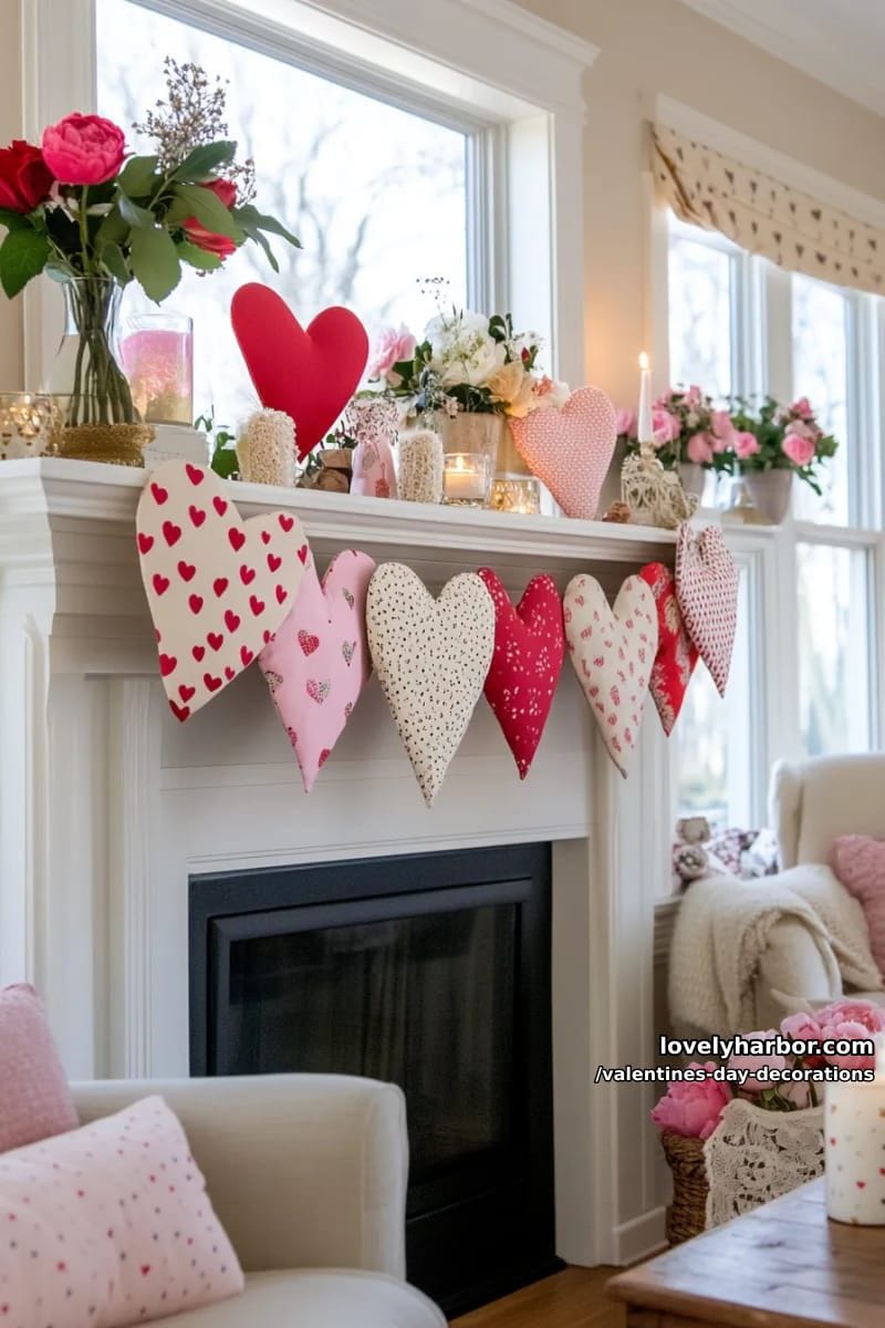 heart banner made from cut-out patterned fabric 1