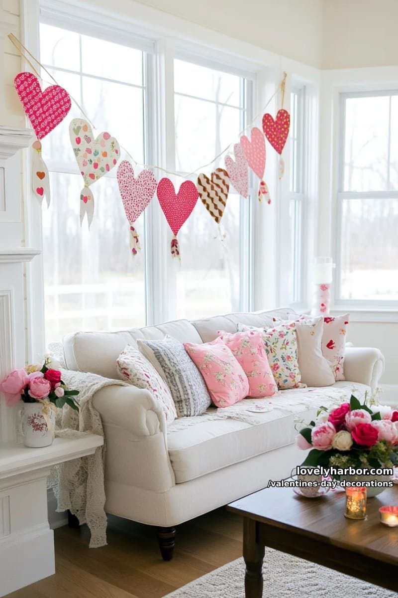 heart banner made from cut-out patterned fabric 1