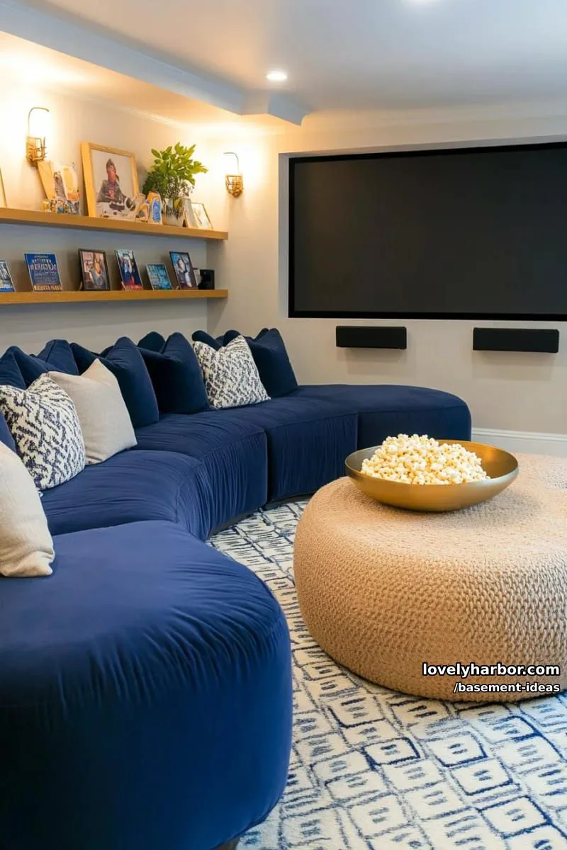 15 Creative Basement Design Ideas with Wow Factor 7 home theater with plush tiered seating and led accent walls. 1