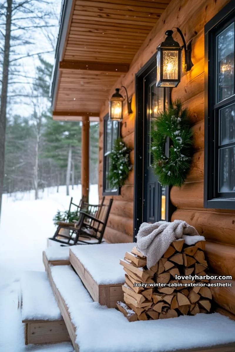 icicle lanterns hanging from rustic timber porches for magical evening glow 1