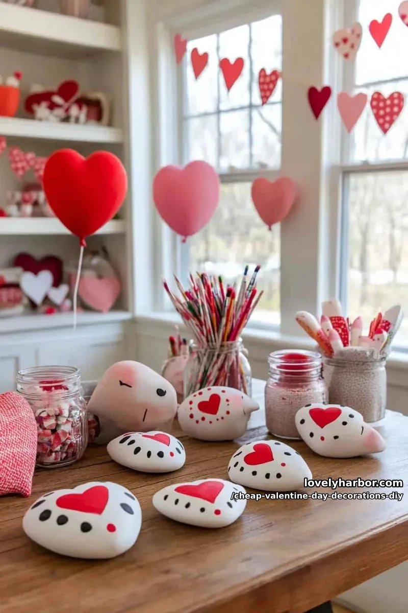 kid’s love bug rocks painted with hearts and googly eyes 1