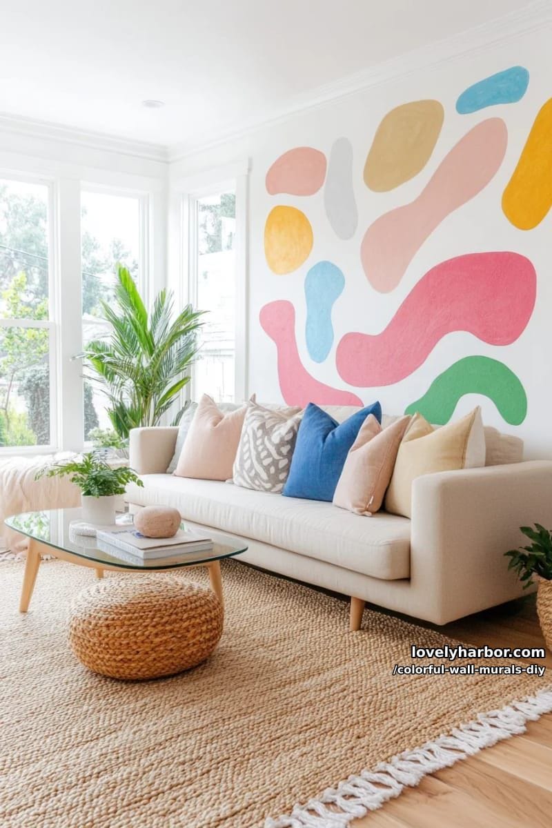 matisse-inspired organic shapes scattered across a crisp white wall 1