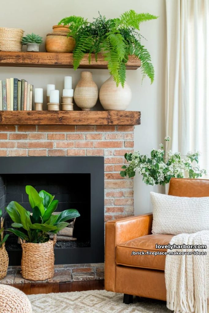 mix brick with reclaimed wood shelving for an eclectic, earthy look. 34