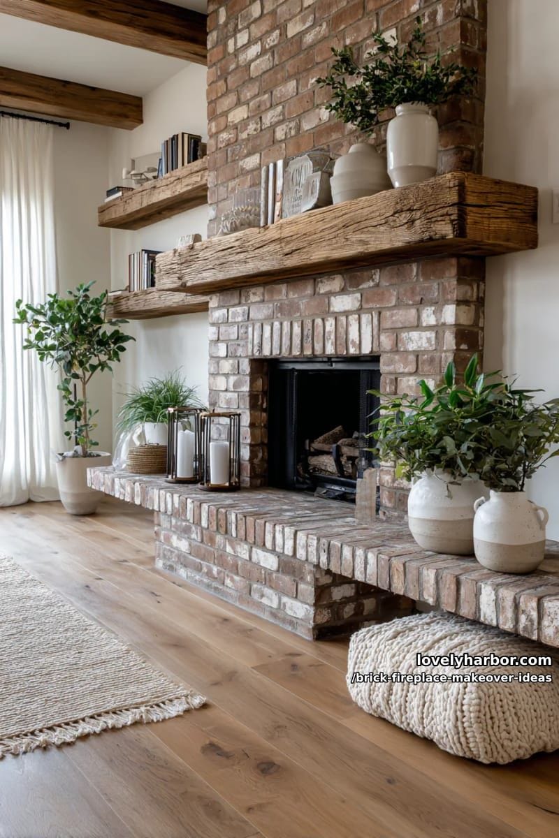 mix brick with reclaimed wood shelving for an eclectic, earthy look. 1