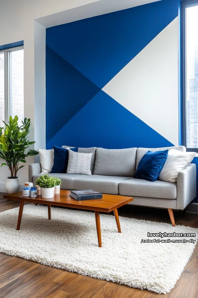 monochrome mural using different shades of one bold color 1