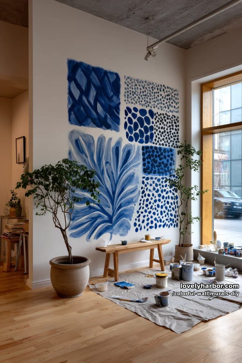 monochrome mural using different shades of one bold color 1