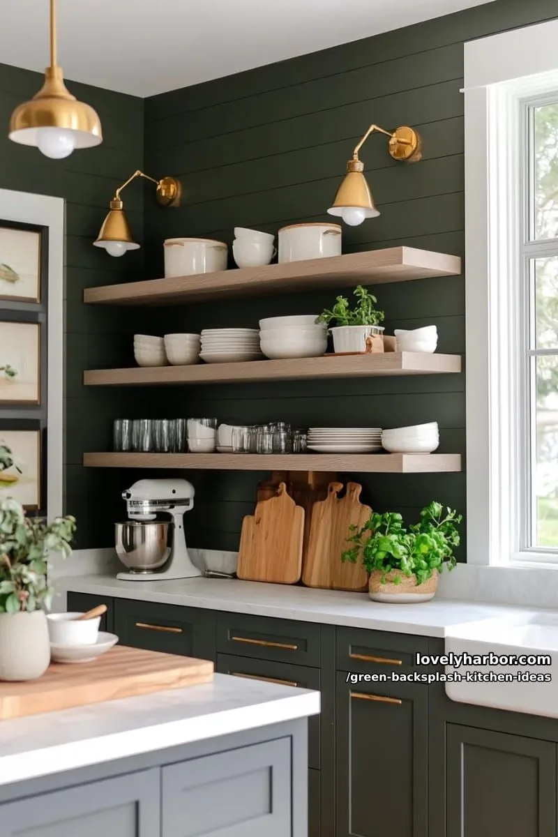 15 Green Backsplash Ideas for Modern Kitchens 34 moody forest green shiplap as an alternative to traditional tiles. 1