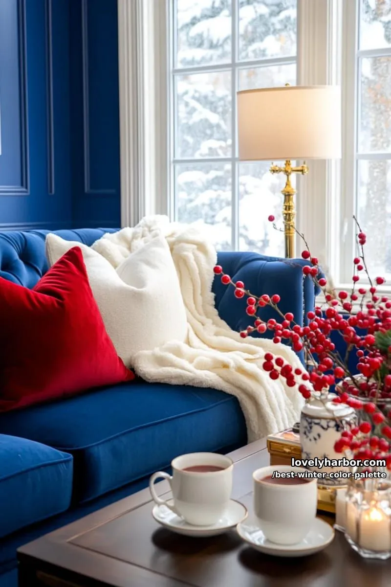 moody twilight blues with crisp white and mulberry red accents 1