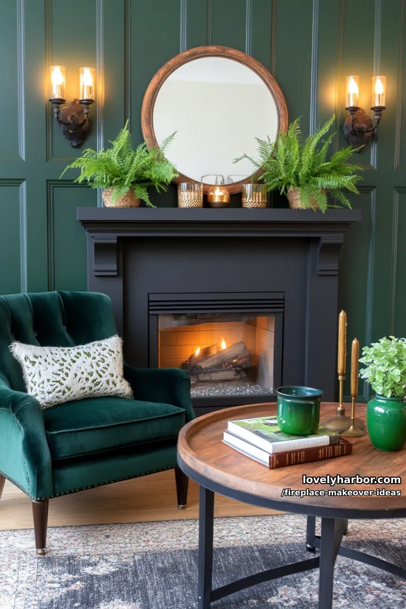 15 ideias inovadoras para reforma de lareira para uma sala de estar elegante 22 pinte o ambiente com um verde esmeralda profundo para uma sala de estar exuberante e temperamental. 1