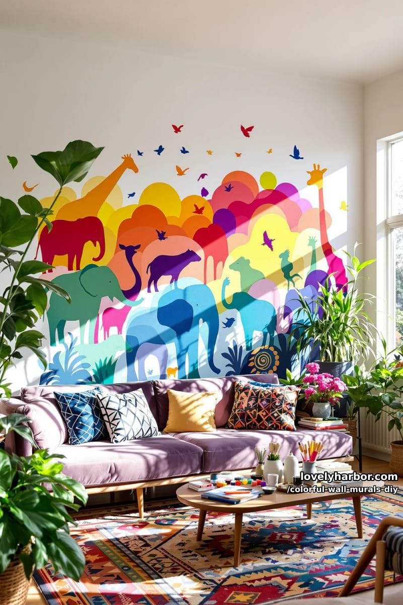 playful animal silhouettes filled with rainbow gradients 1