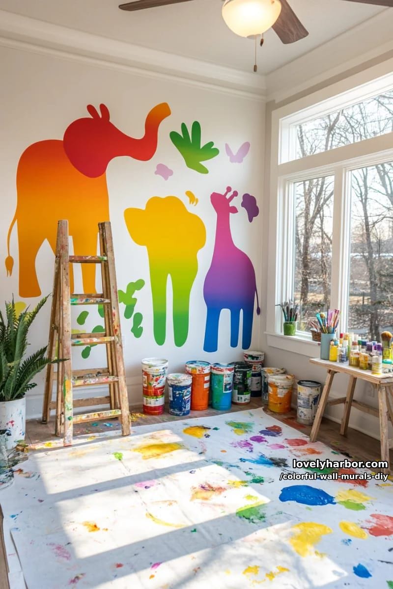 playful animal silhouettes filled with rainbow gradients 1