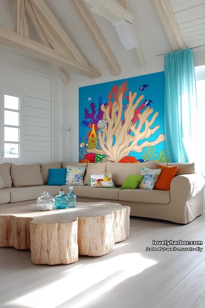 playful undersea mural with bright fish, coral, and seaweed 1
