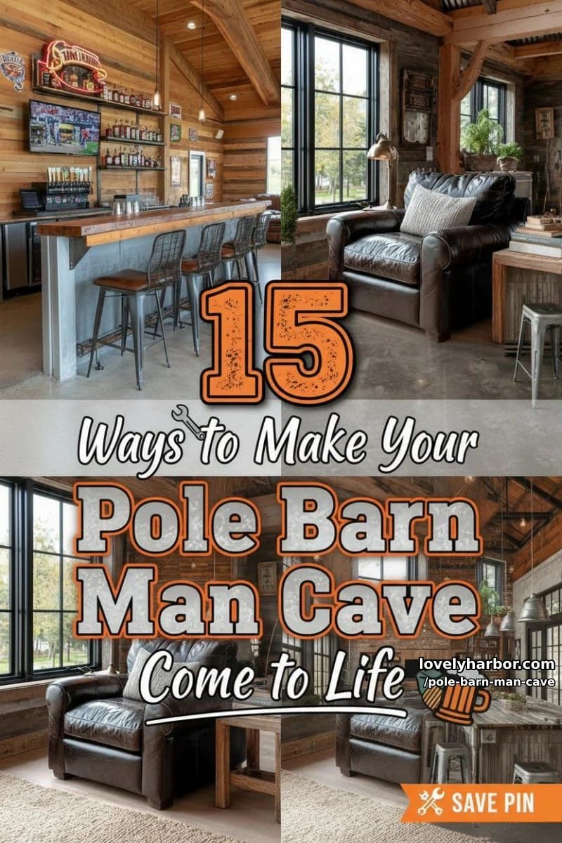 15 Ways to Make Your Pole Barn Man Cave Come to Life 43 pole barn man cave - Collage 42