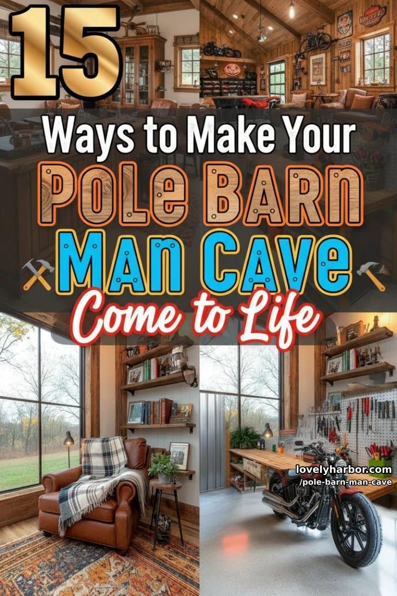 15 Ways to Make Your Pole Barn Man Cave Come to Life 46 pole barn man cave - Collage 45